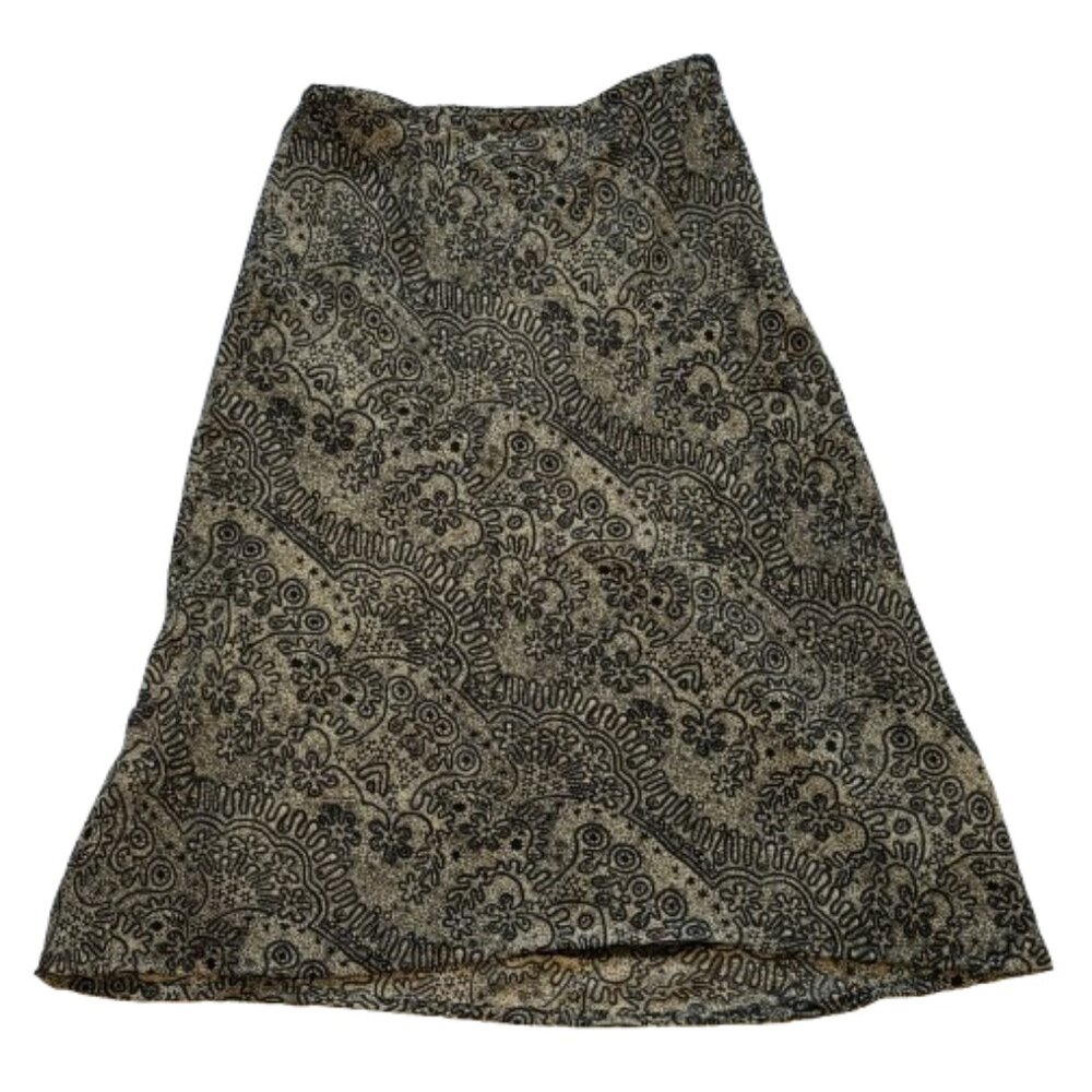 🖤 Vintage Jane Seymour Mesh-Lined Patterned Beige & Black Skirt 🖤